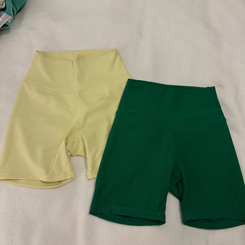 Women's Athletic Shorts - Green and Yellow
